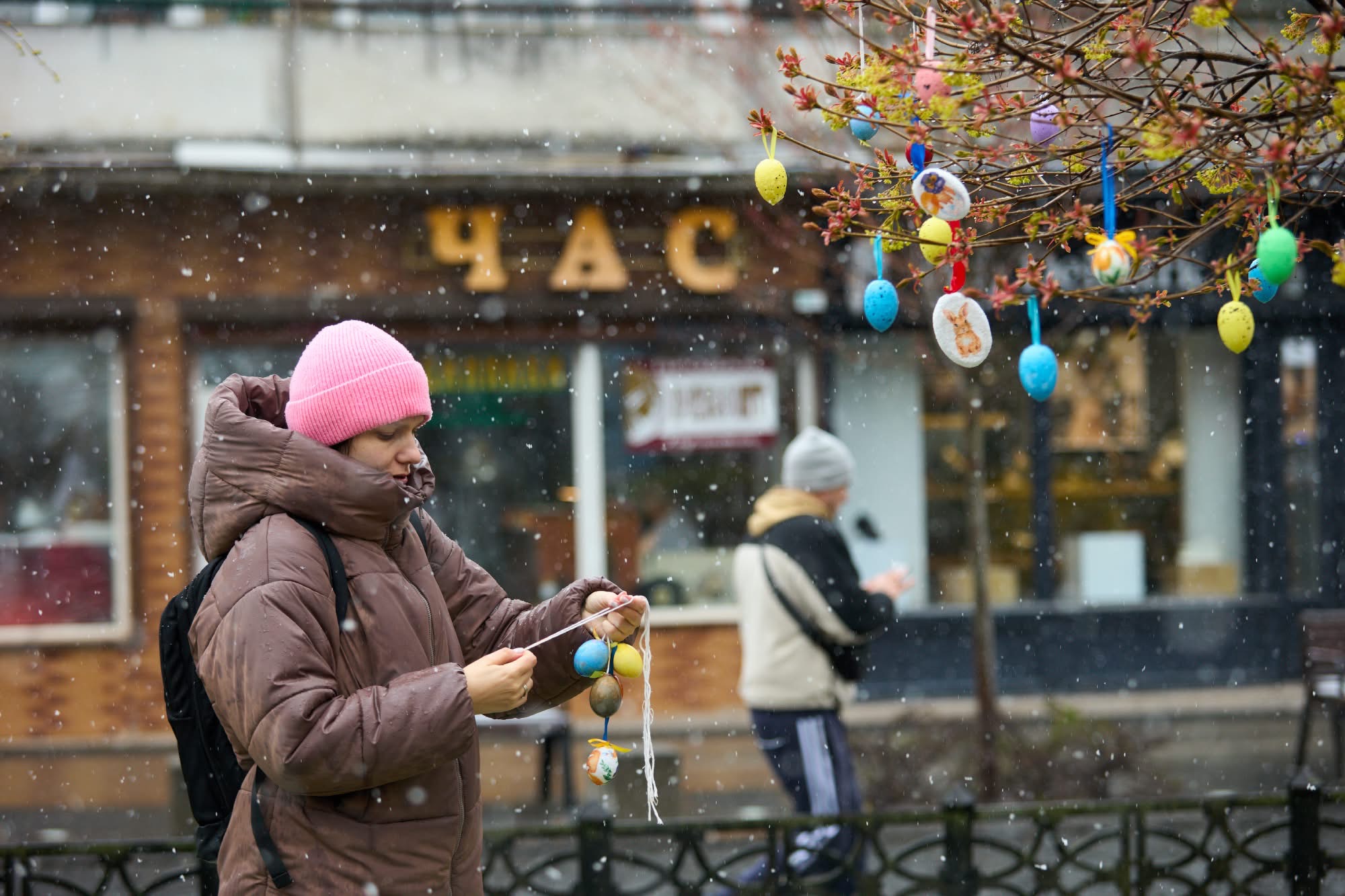 До Великодня у центрі Франківська прикрасили дерева (ФОТО)